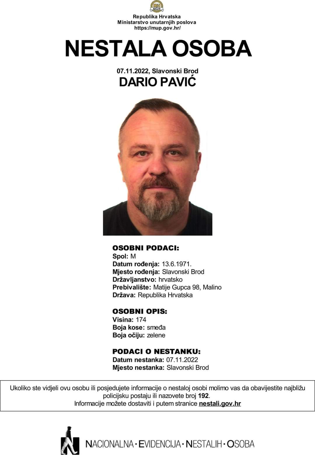 Nestao Mario Pavić iz Malina, jeste li ga vidjeli? 